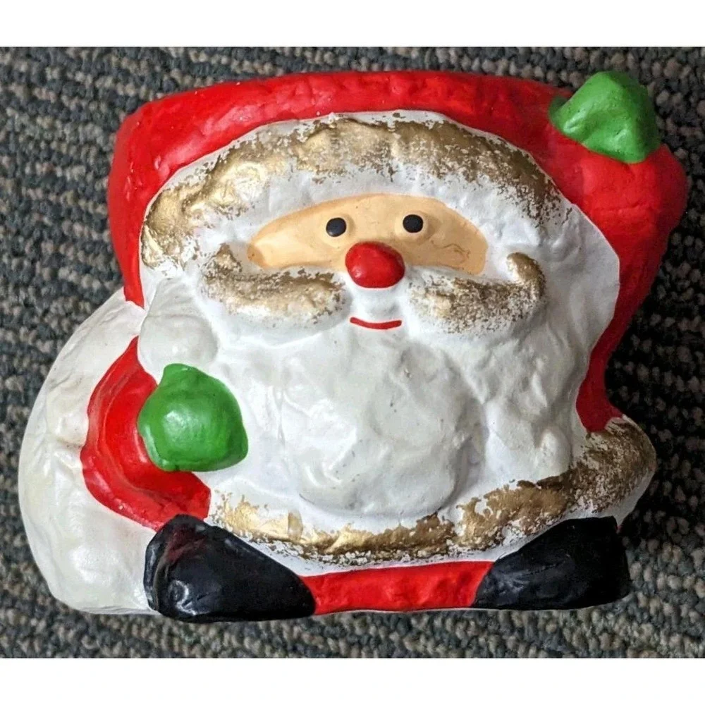Vintage Santa Claus Tapered Candle Holder Ceramic 3
